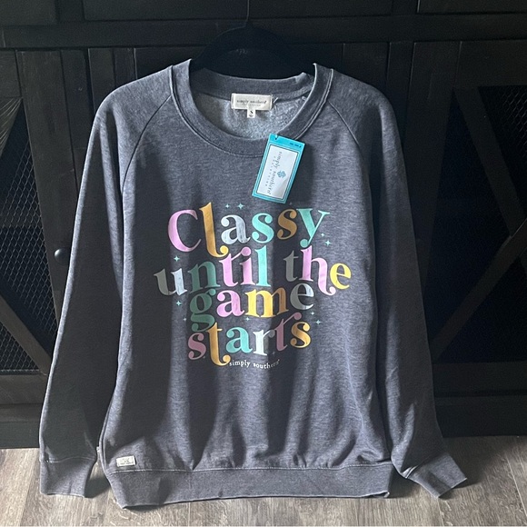 NWT SIMPLY SOUTHERN “Classy Until The Game Starts” Graphic Sweatshirt  Sz: S - Picture 8 of 15
